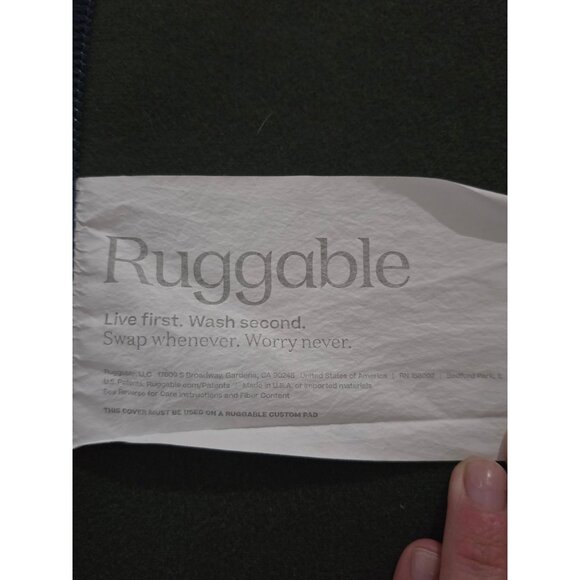 Ruggable Crosshatch Saphire 4x6 Rug Washable - Picture 6 of 7